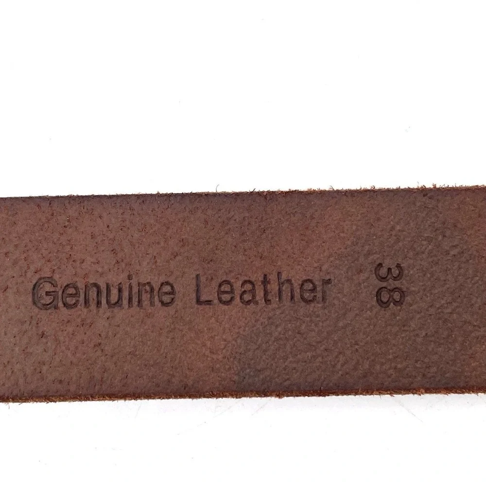 Timberland Genuine Leather Brown Belt Distressed Brass Buckle Workwear 38-42in